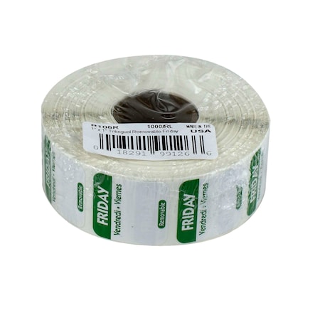 1x1 Trilingual Green Friday Removable Label, PK1000